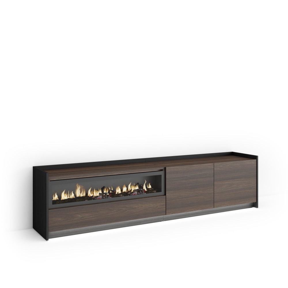 wohnli-moebel-suche-M26043439 Wohnli Möbelsuche - TV-Möbel Holzeffekt eiche schwarz 207x37x50cm Kamin mit Feuereffekt