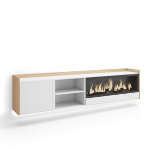 wohnli-moebel-suche-M26043441 Wohnli Möbelsuche - TV-Möbel Holzeffekt weiß und eiche 212x35x50cm Kamin mit Feuereffekt