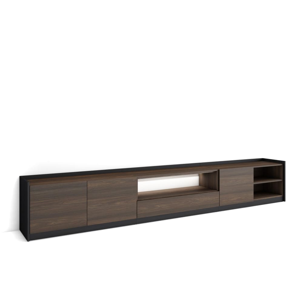 wohnli-moebel-suche-M26043442 Wohnli Möbelsuche - TV-Möbel Holzeffekt dunkler eiche und schwarz 310x37x50cm mit Led
