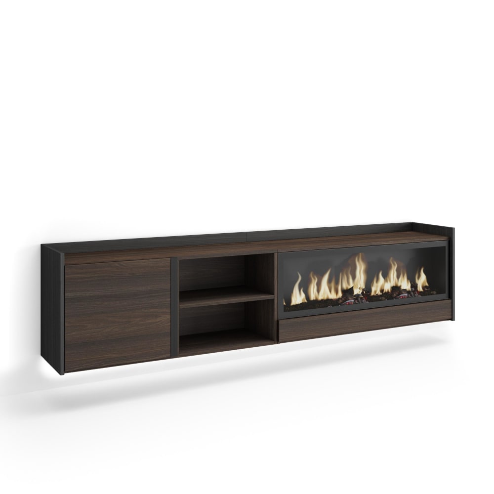 wohnli-moebel-suche-M26043450 Wohnli Möbelsuche - TV-Möbel Holzeffekt eiche schwarz 212x35x50cm Kamin mit Feuereffekt