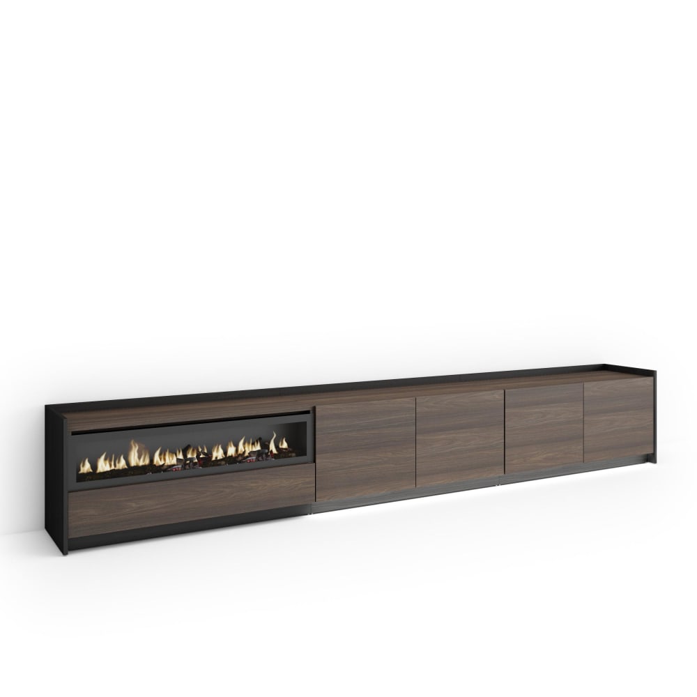 wohnli-moebel-suche-M26043453 Wohnli Möbelsuche - TV-Möbel Holzeffekt eiche schwarz 310x37x50cm Kamin mit Feuereffekt
