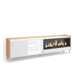 wohnli-moebel-suche-M26043454 Wohnli Möbelsuche - TV-Möbel Holzeffekt weiß und eiche 212x35x61cm Kamin mit Feuereffekt