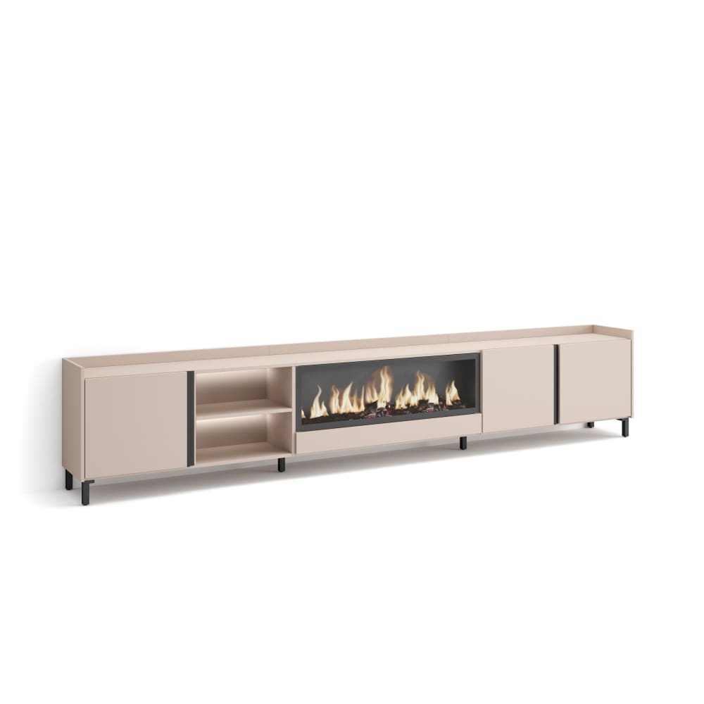 wohnli-moebel-suche-M26043460 Wohnli Möbelsuche - TV-Möbel Holzeffekt beige 315x35x61cm Kamin mit Feuereffekt XXL