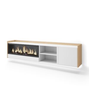 wohnli-moebel-suche-M26043461 Wohnli Möbelsuche - TV-Möbel Holzeffekt weiß und eiche 212x35x50cm Kamin mit Feuereffekt
