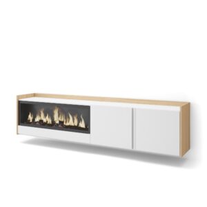 wohnli-moebel-suche-M26043464 Wohnli Möbelsuche - TV-Möbel Holzeffekt weiß und eiche 212x35x50cm Kamin mit Feuereffekt