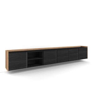 Wohnli Möbelsuche - TV-Möbel Holzeffekt schwarz und eiche 309x35x50cm Hängend