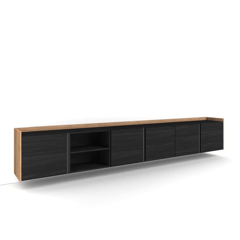 Wohnli Möbelsuche - TV-Möbel Holzeffekt schwarz und eiche 309x35x50cm Hängend