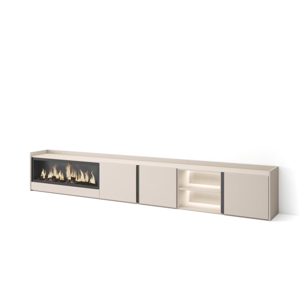 wohnli-moebel-suche-M26043467 Wohnli Möbelsuche - TV-Möbel Holzeffekt beige 315x35x50cm Kamin mit Feuereffekt XXL