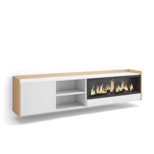 wohnli-moebel-suche-M26043471 Wohnli Möbelsuche - TV-Möbel Holzeffekt weiß und eiche 212x35x50cm Kamin mit Feuereffekt
