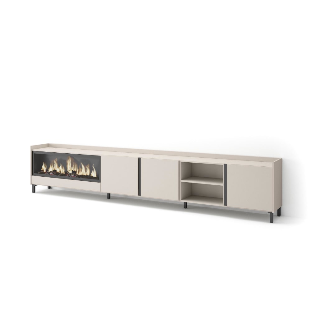 wohnli-moebel-suche-M26043474 Wohnli Möbelsuche - TV-Möbel Holzeffekt beige 315x35x61cm Kamin mit Feuereffekt XXL