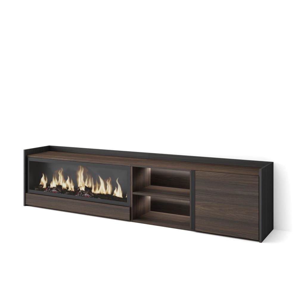 wohnli-moebel-suche-M26043477 Wohnli Möbelsuche - TV-Möbel Holzeffekt eiche schwarz 212x35x50cm Kamin mit Feuereffekt