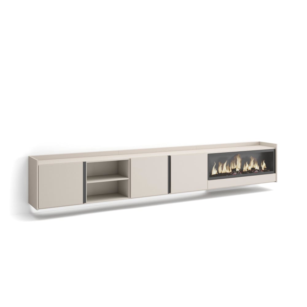 wohnli-moebel-suche-M26043480 Wohnli Möbelsuche - TV-Möbel Holzeffekt beige 315x35x50cm Kamin mit Feuereffekt XXL