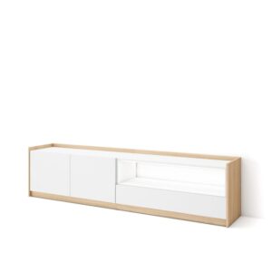 Wohnli Möbelsuche - TV-Möbel Holzeffekt weiß und eiche 207x37x50cm mit Led