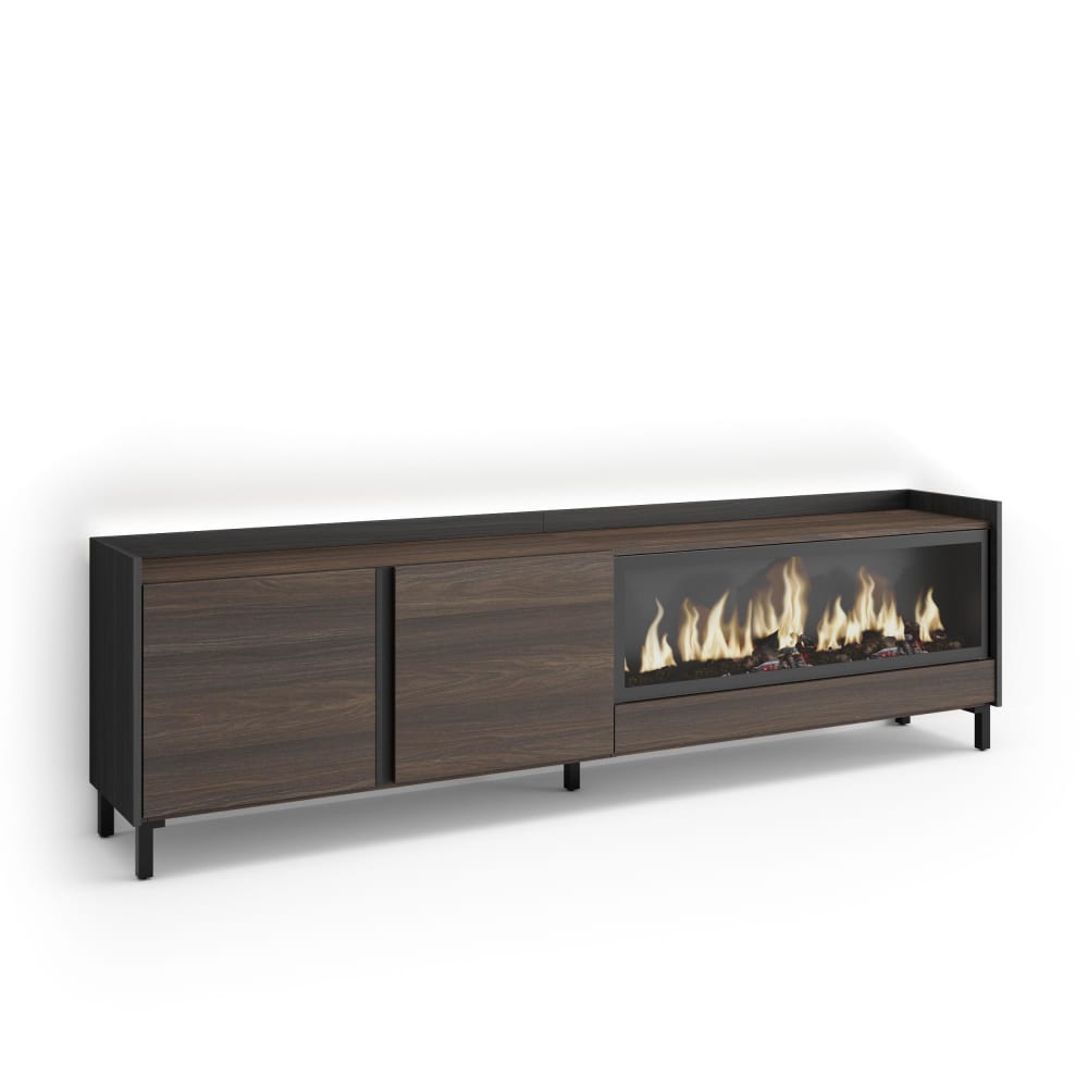 wohnli-moebel-suche-M26043489 Wohnli Möbelsuche - TV-Möbel Holzeffekt eiche schwarz 212x35x61cm Kamin mit Feuereffekt