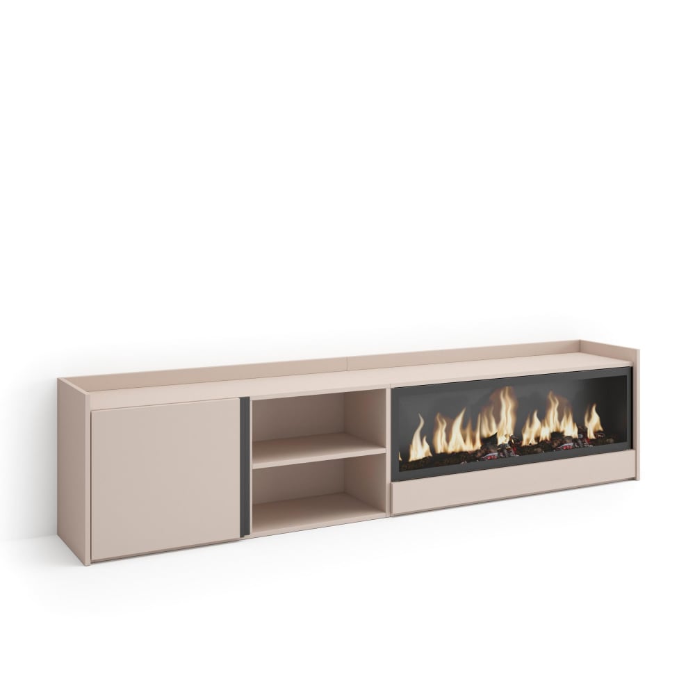 wohnli-moebel-suche-M26043490 Wohnli Möbelsuche - TV-Möbel Holzeffekt beige 212x35x50cm Kamin mit Feuereffekt XXL