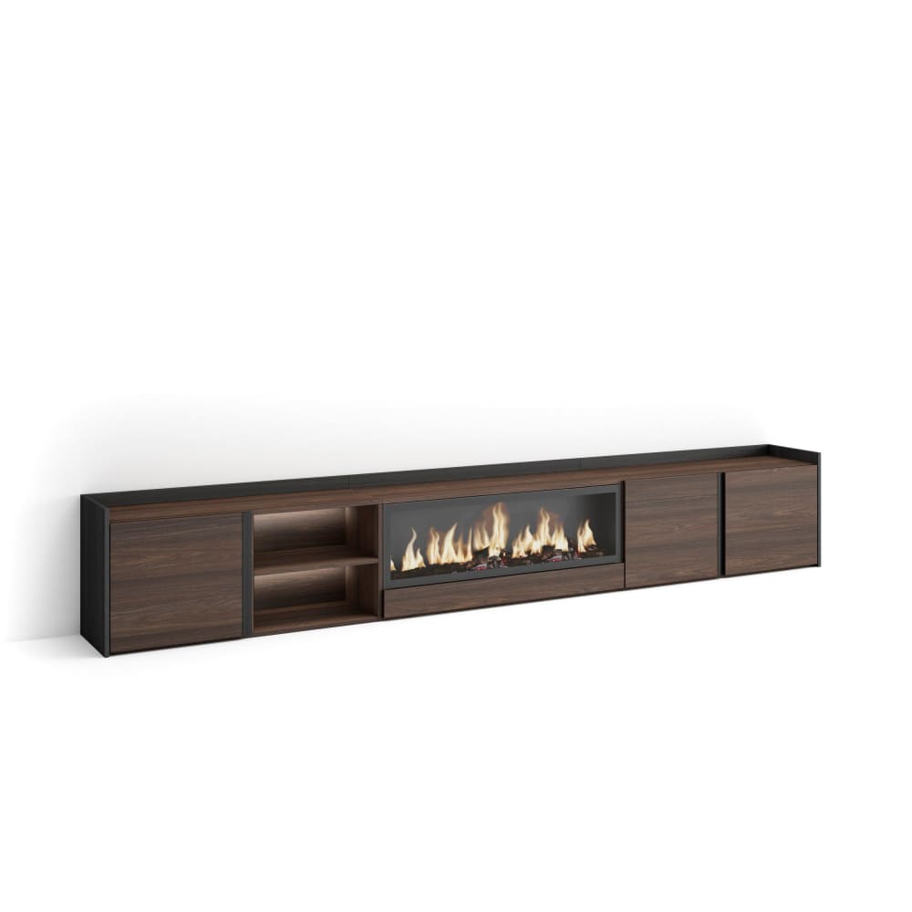 wohnli-moebel-suche-M26043491 Wohnli Möbelsuche - TV-Möbel Holzeffekt eiche schwarz 315x35x50cm Kamin mit Feuereffekt