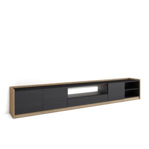 Wohnli Möbelsuche - TV-Möbel Holzeffekt schwarz und eiche 310x37x50cm mit Led