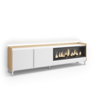 wohnli-moebel-suche-M26043495 Wohnli Möbelsuche - TV-Möbel Holzeffekt weiß und eiche 212x35x61cm Kamin mit Feuereffekt