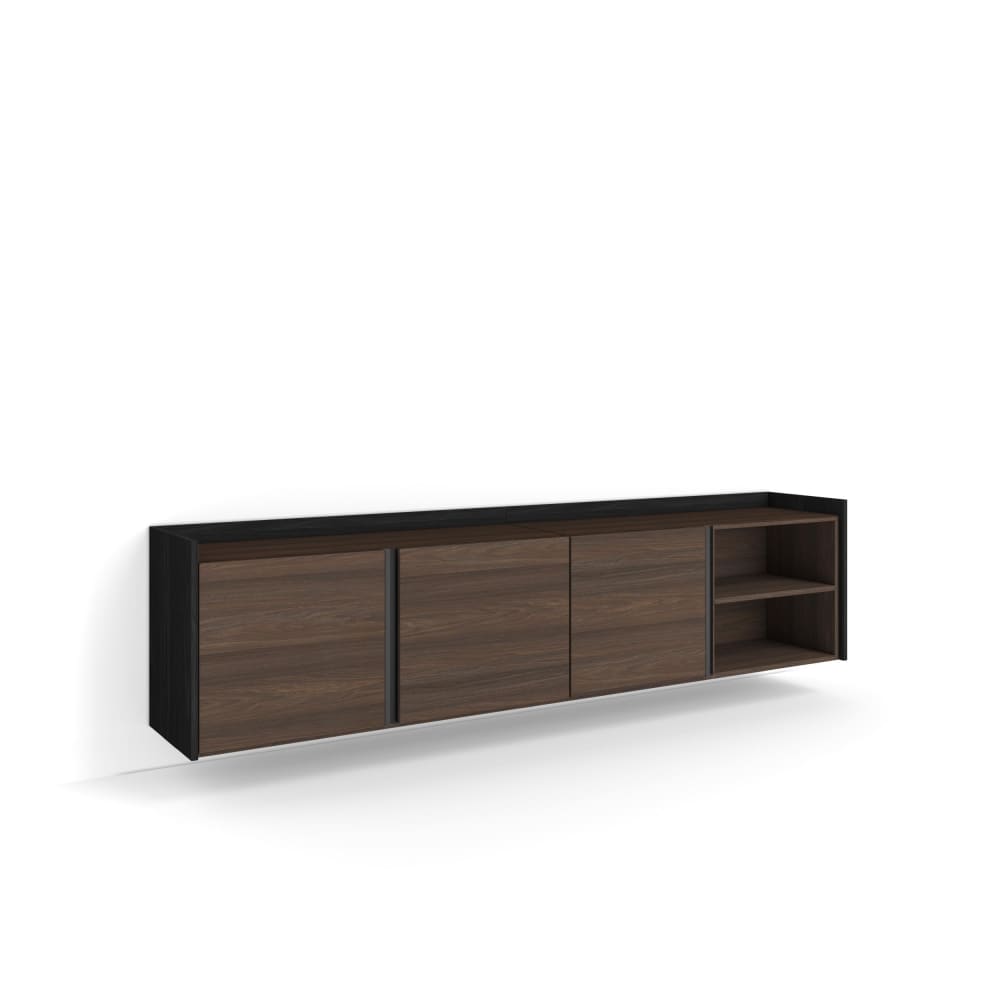 Wohnli Möbelsuche - TV-Möbel Holzeffekt dunkler eiche und schwarz 207x35x50cm Hängend