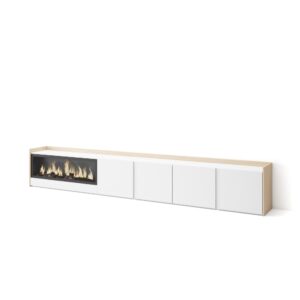 wohnli-moebel-suche-M26043497 Wohnli Möbelsuche - TV-Möbel Holzeffekt weiß und eiche 315x35x50cm Kamin mit Feuereffekt