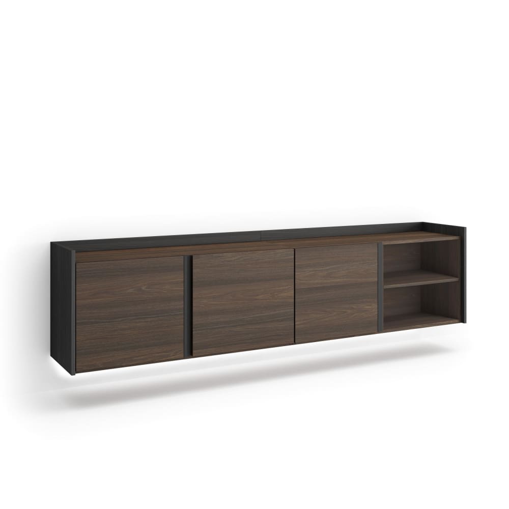 Wohnli Möbelsuche - TV-Möbel Holzeffekt dunkler eiche und schwarz 207x35x50cm Hängend