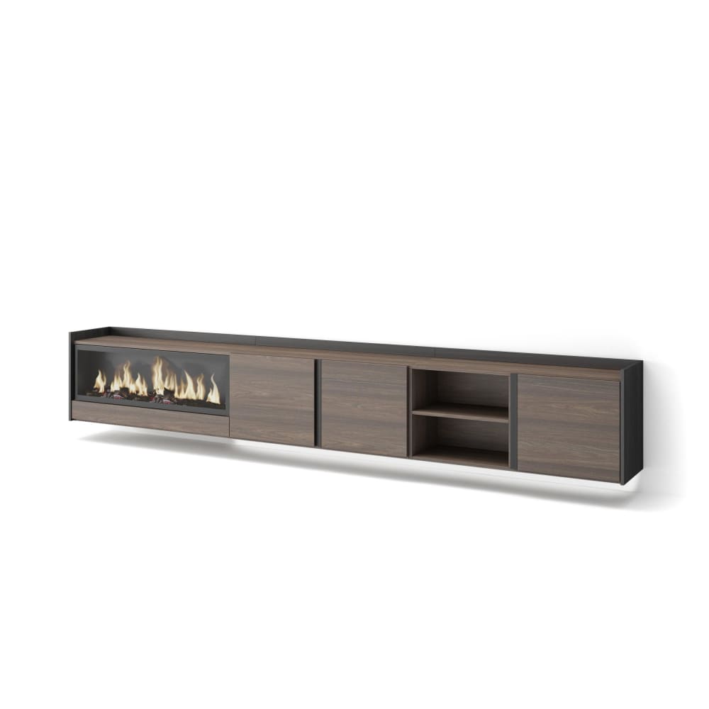 wohnli-moebel-suche-M26043501 Wohnli Möbelsuche - TV-Möbel Holzeffekt eiche schwarz 315x35x50cm Kamin mit Feuereffekt