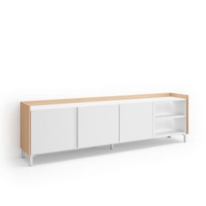 Wohnli Möbelsuche - TV-Möbel Holzeffekt weiß und eiche 207x35x61cm mit Beinen