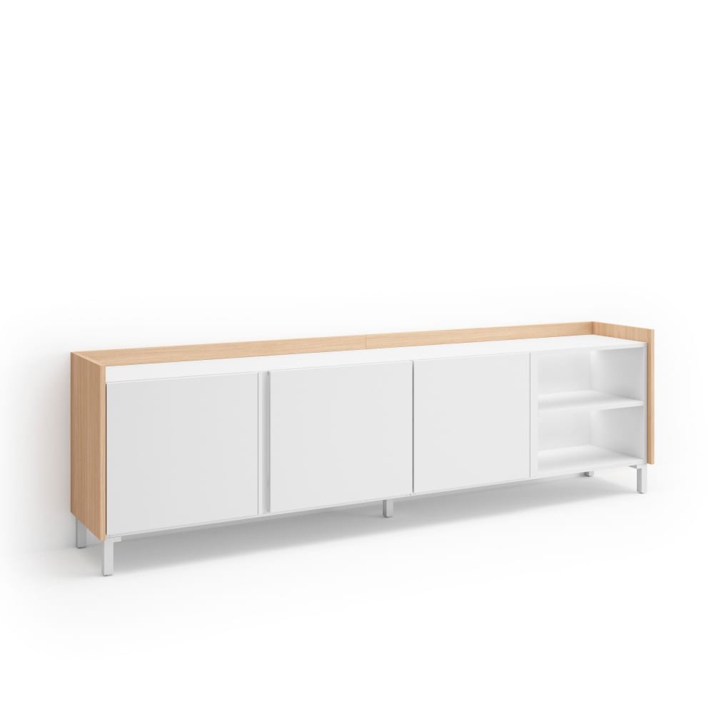 Wohnli Möbelsuche - TV-Möbel Holzeffekt weiß und eiche 207x35x61cm mit Beinen