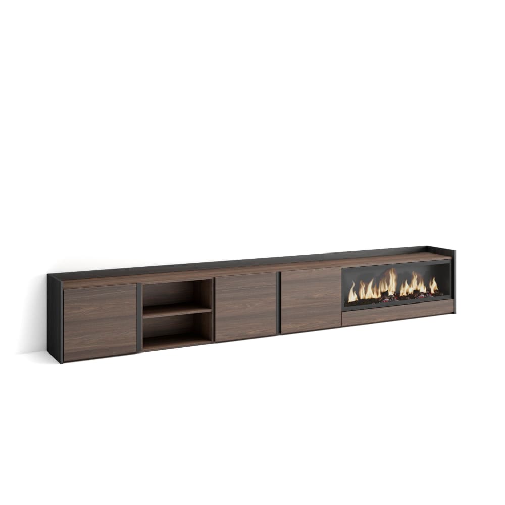 wohnli-moebel-suche-M26043505 Wohnli Möbelsuche - TV-Möbel Holzeffekt eiche schwarz 315x35x50cm Kamin mit Feuereffekt