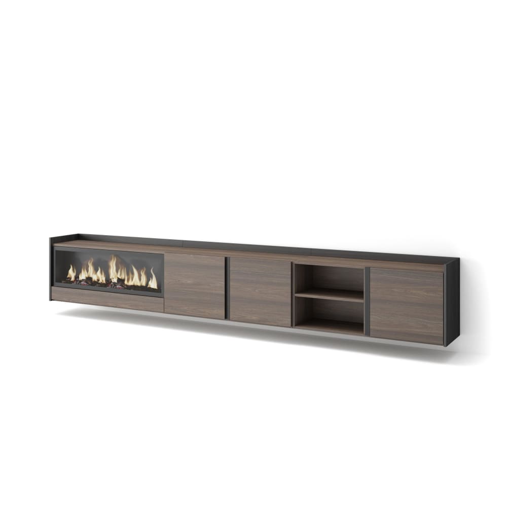 wohnli-moebel-suche-M26043506 Wohnli Möbelsuche - TV-Möbel Holzeffekt eiche schwarz 315x35x50cm Kamin mit Feuereffekt
