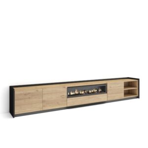 wohnli-moebel-suche-M26043513 Wohnli Möbelsuche - TV-Möbel Holzeffekt eiche schwarz 310x37x50cm Kamin mit Feuereffekt