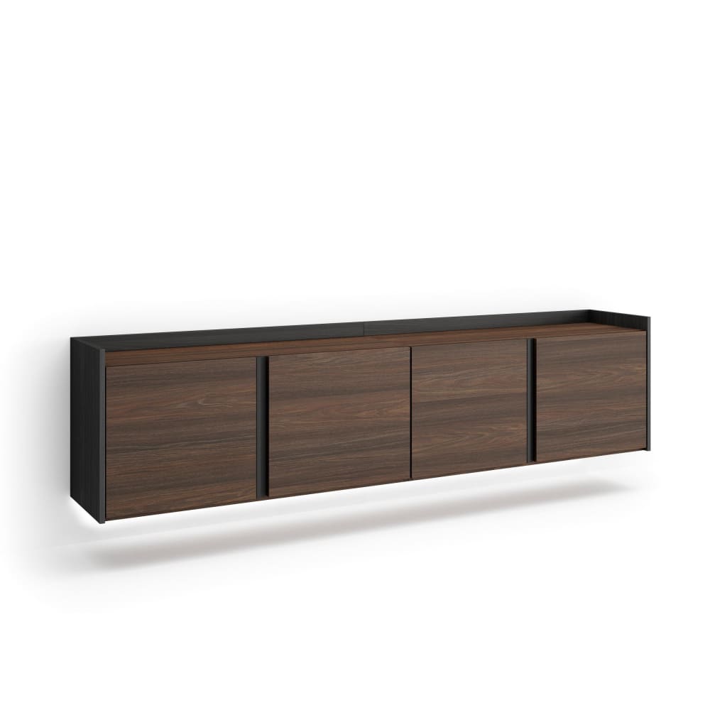 Wohnli Möbelsuche - TV-Möbel Holzeffekt dunkler eiche und schwarz 207x35x50cm Hängend