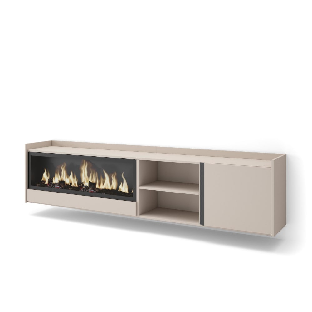 wohnli-moebel-suche-M26043517 Wohnli Möbelsuche - TV-Möbel Holzeffekt beige 212x35x50cm Kamin mit Feuereffekt XXL