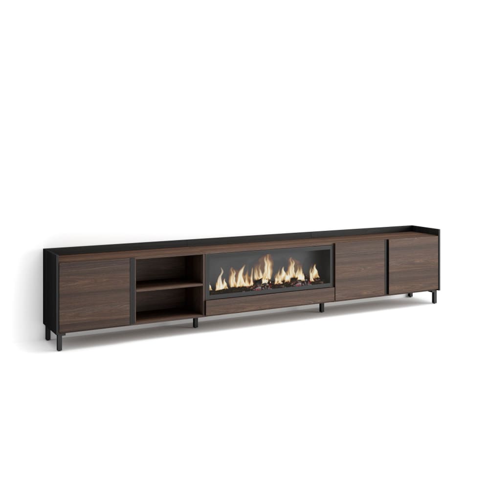 wohnli-moebel-suche-M26043521 Wohnli Möbelsuche - TV-Möbel Holzeffekt eiche schwarz 315x35x61cm Kamin mit Feuereffekt
