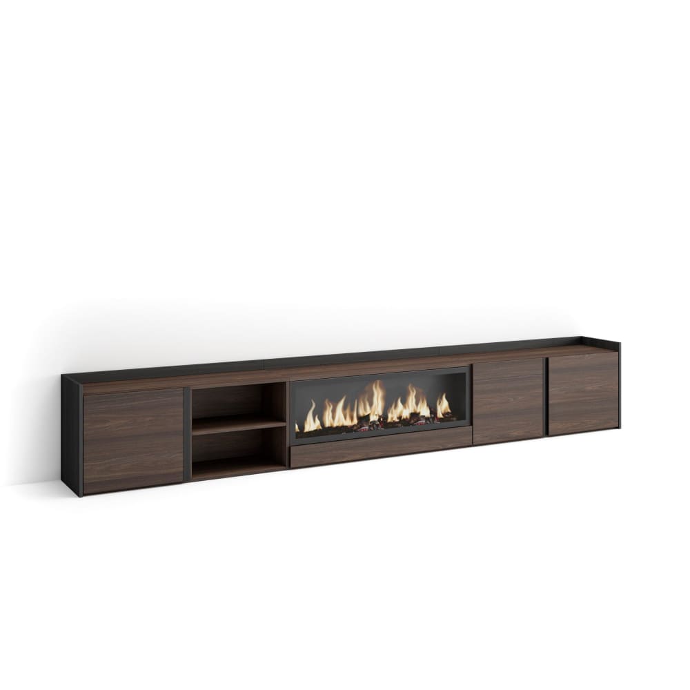wohnli-moebel-suche-M26043522 Wohnli Möbelsuche - TV-Möbel Holzeffekt eiche schwarz 315x35x50cm Kamin mit Feuereffekt