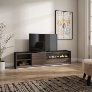 wohnli-moebel-suche-M26043523-1 TV-Möbel Holzeffekt eiche schwarz 207x37x50cm Kamin mit Feuereffekt 207x50x37cm Spanplatte Braun Skraut home Möbel Wohnzimmermöbel TV-Möbel