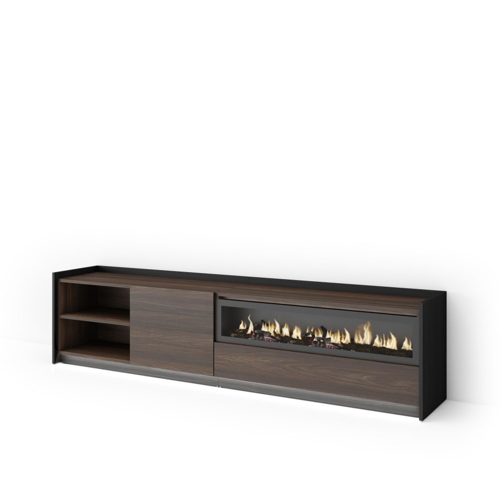 wohnli-moebel-suche-M26043523 Wohnli Möbelsuche - TV-Möbel Holzeffekt eiche schwarz 207x37x50cm Kamin mit Feuereffekt