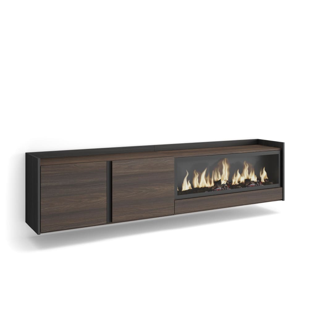 wohnli-moebel-suche-M26043524 Wohnli Möbelsuche - TV-Möbel Holzeffekt eiche schwarz 212x35x50cm Kamin mit Feuereffekt