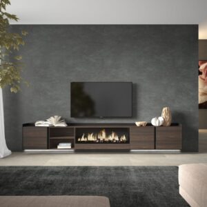 wohnli-moebel-suche-M26043528-1 TV-Möbel Holzeffekt eiche schwarz 315x35x50cm Kamin mit Feuereffekt 315x50x35cm Spanplatte Braun Skraut home Möbel Wohnzimmermöbel TV-Möbel