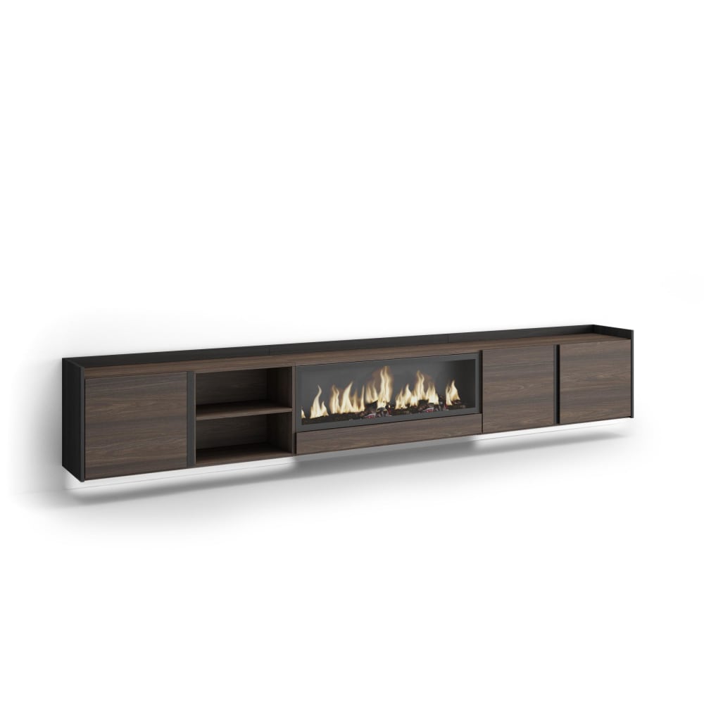 wohnli-moebel-suche-M26043528 Wohnli Möbelsuche - TV-Möbel Holzeffekt eiche schwarz 315x35x50cm Kamin mit Feuereffekt