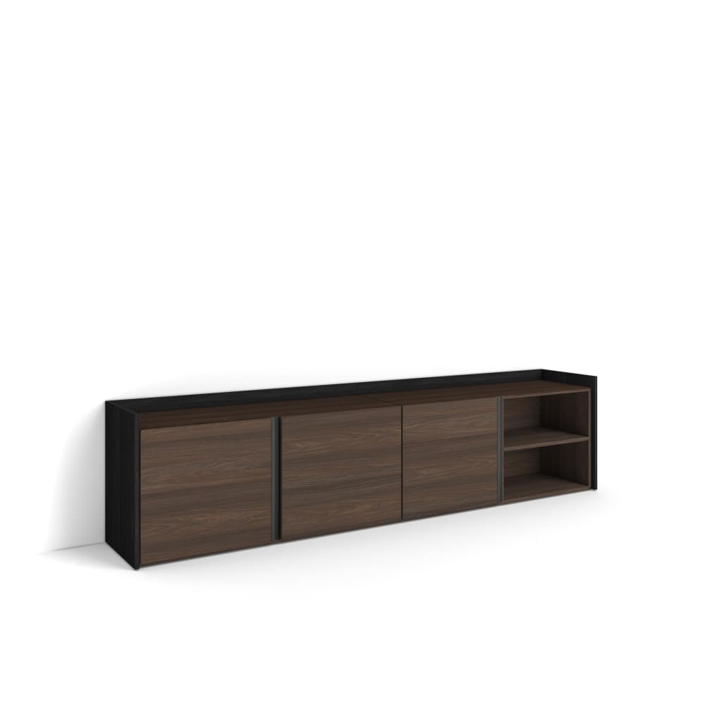 Wohnli Möbelsuche - TV-Möbel Holzeffekt dunkler eiche und schwarz 207x35x50cm