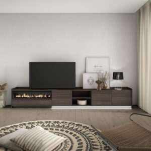 wohnli-moebel-suche-M26043532-1 TV-Möbel Holzeffekt eiche schwarz 310x37x50cm Kamin mit Feuereffekt 310x50x37cm Spanplatte Braun Skraut home Möbel Wohnzimmermöbel TV-Möbel