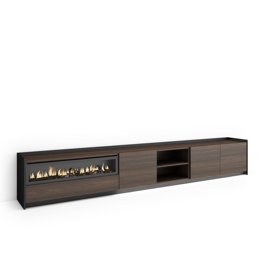 wohnli-moebel-suche-M26043532 Wohnli Möbelsuche - TV-Möbel Holzeffekt eiche schwarz 310x37x50cm Kamin mit Feuereffekt