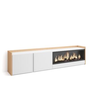wohnli-moebel-suche-M26043535 Wohnli Möbelsuche - TV-Möbel Holzeffekt weiß und eiche 212x35x50cm Kamin mit Feuereffekt