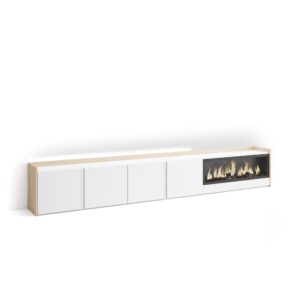 wohnli-moebel-suche-M26043536 Wohnli Möbelsuche - TV-Möbel Holzeffekt weiß und eiche 315x35x50cm Kamin mit Feuereffekt