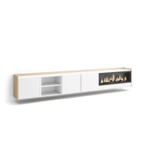 wohnli-moebel-suche-M26043538 Wohnli Möbelsuche - TV-Möbel Holzeffekt weiß und eiche 315x35x50cm Kamin mit Feuereffekt