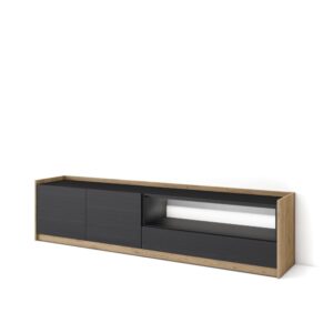 Wohnli Möbelsuche - TV-Möbel Holzeffekt schwarz und eiche 207x37x50cm mit Led