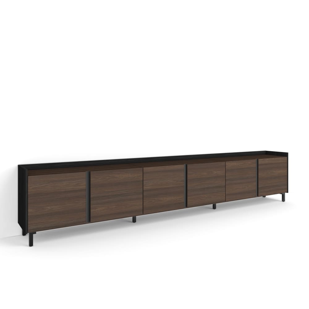 wohnli-moebel-suche-M26043541 Wohnli Möbelsuche - TV-Möbel Holzeffekt dunkler eiche und schwarz 309x35x61cm mit Beinen