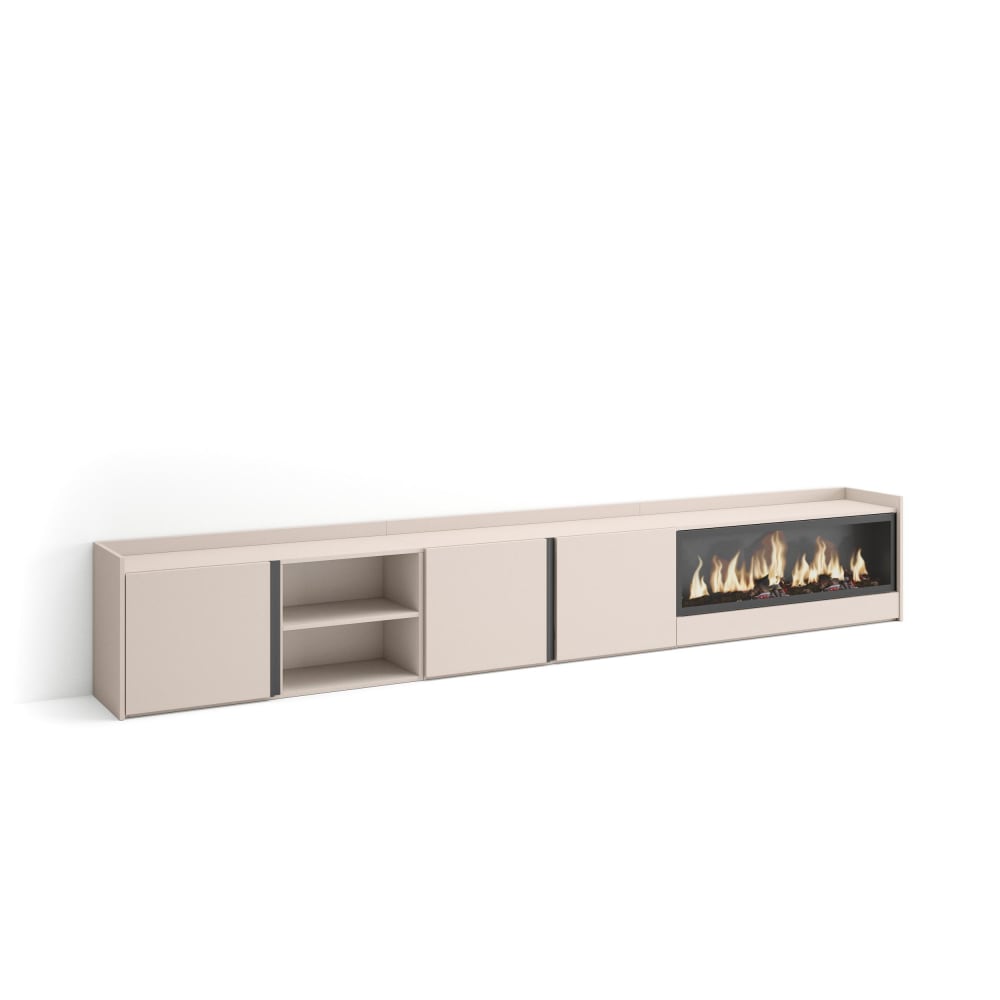 wohnli-moebel-suche-M26043542 Wohnli Möbelsuche - TV-Möbel Holzeffekt beige 315x35x50cm Kamin mit Feuereffekt XXL