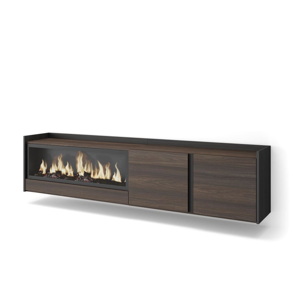 wohnli-moebel-suche-M26043544 Wohnli Möbelsuche - TV-Möbel Holzeffekt eiche schwarz 212x35x50cm Kamin mit Feuereffekt